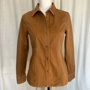 Madewell tailored fitted shirt in tawny sable caramel. HeavyweightCotton size 2